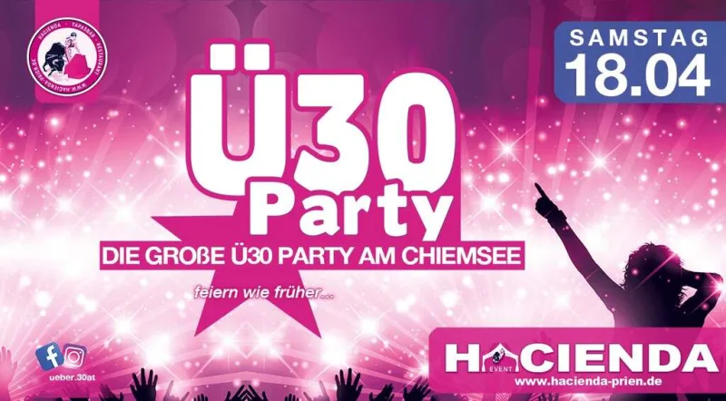 Flyer für Ü30 Party Chiemsee in Prien am Chiemsee