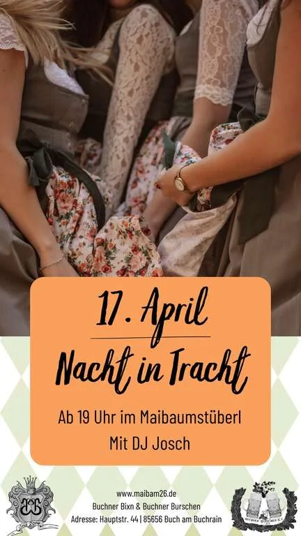Flyer für Nacht in Tracht in Buch am Buchrain