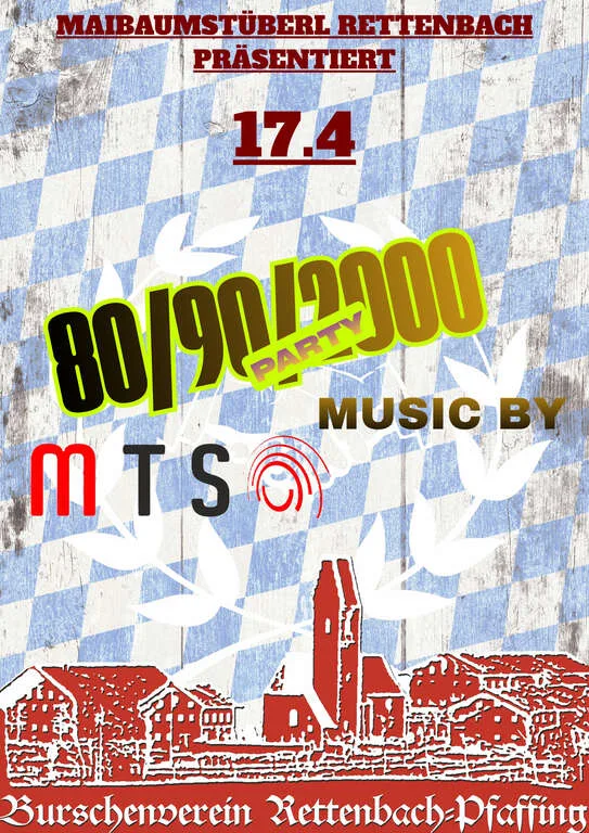 Flyer für 80/90/2000er Party in Pfaffing