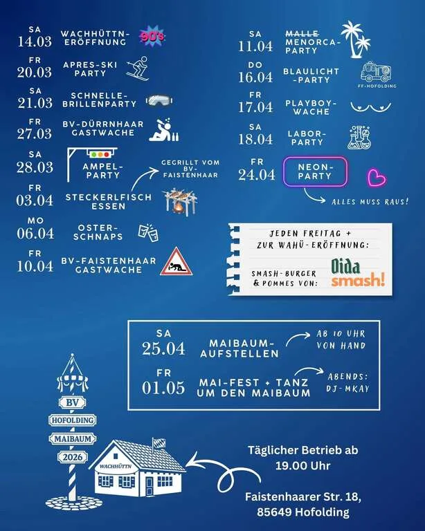 Flyer für Blaulichtparty (FFW Hofolding) in Hofolding