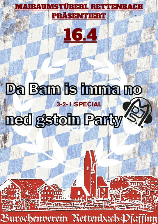 Flyer für Da Bam is no ned gstoin Party in Pfaffing