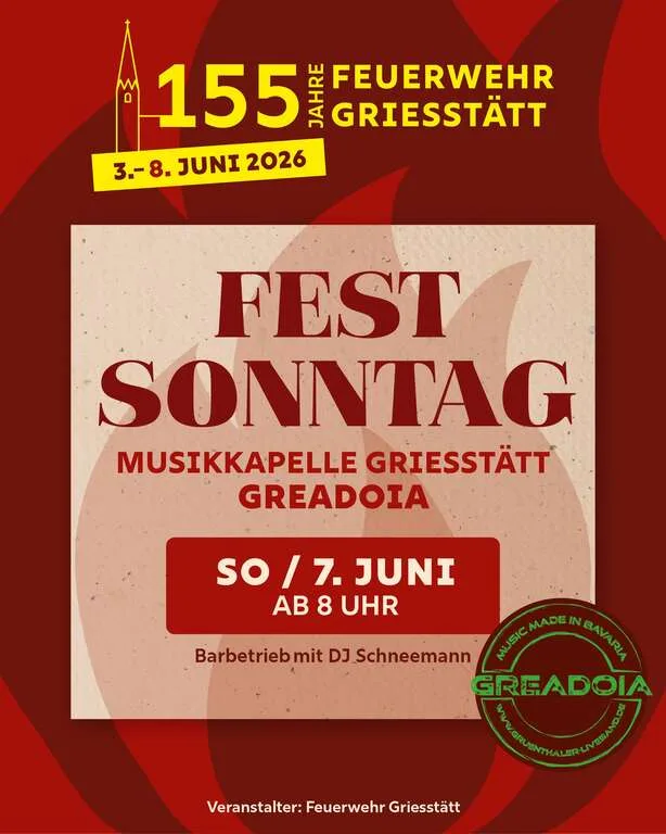 Flyer für Festsonntag FW Griesstätt in Griesstätt