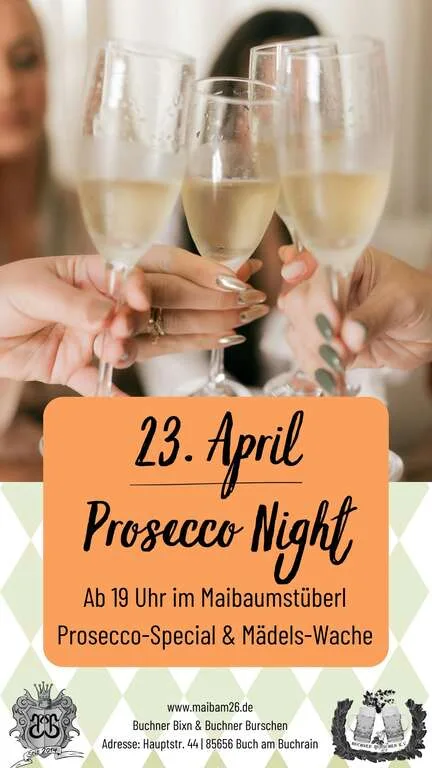 Flyer für Prosecco Night in Buch am Buchrain