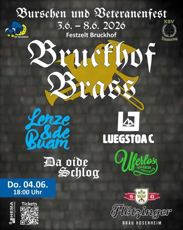Flyer für Brassabend im Festzelt Bruckhof in Schalldorf