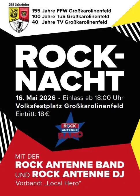 Flyer für Rocknacht in Großkarolinenfeld