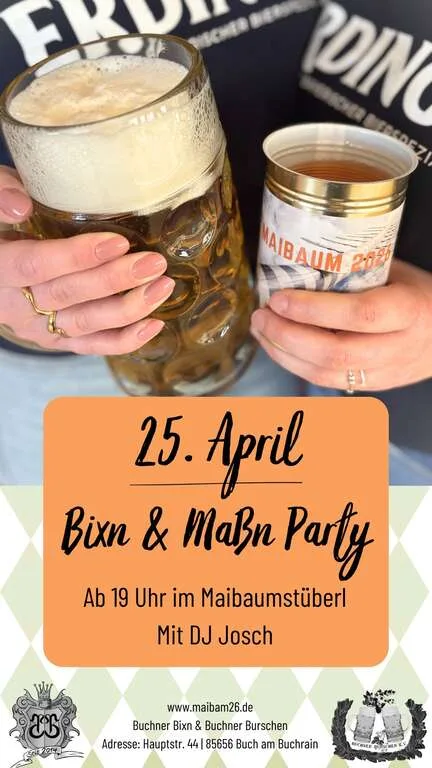 Flyer für Bixn & Maßn Party in Buch am Buchrain