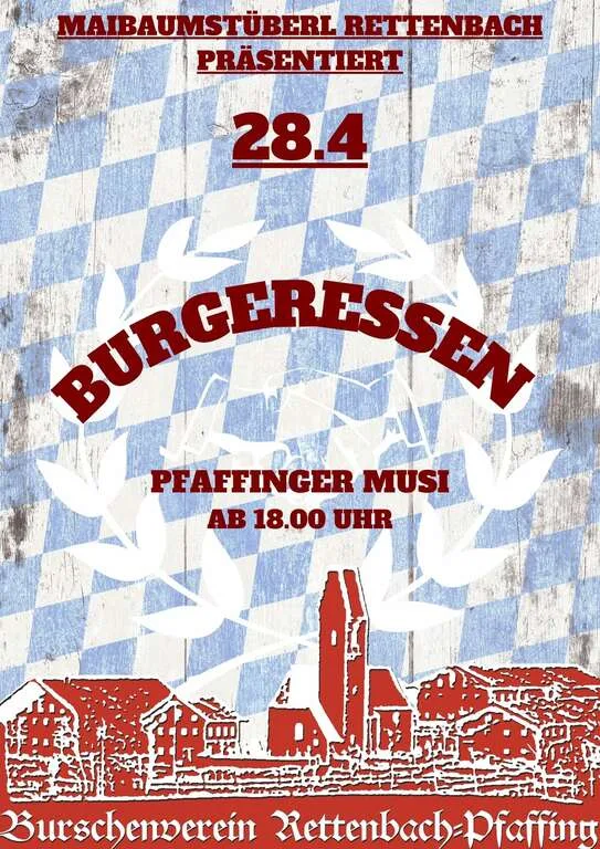 Flyer für Burgeressen in Pfaffing