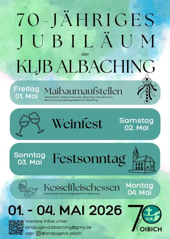 Flyer für Weinfest 70 Jahre KLJB Oibich in Kalteneck