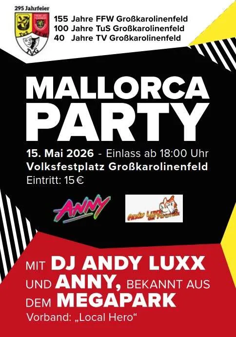 Flyer für Malle-Party in Großkarolinenfeld