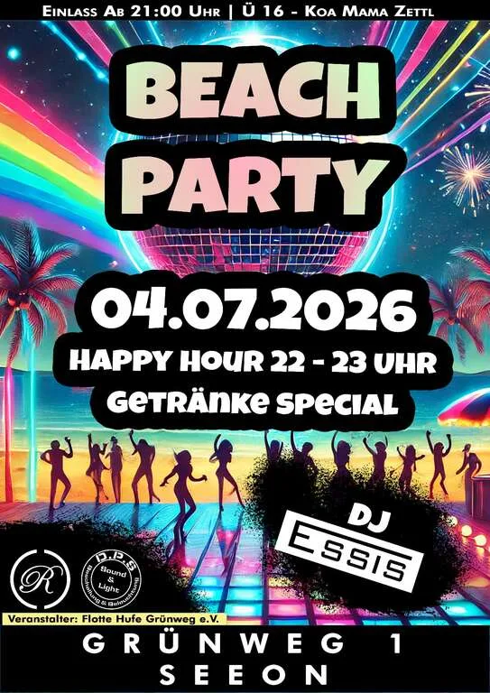 Flyer für Beach Party in Seeon
