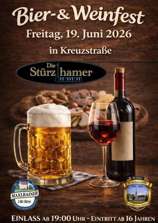 Flyer für Bier und Weinfest in Kreuzstraße