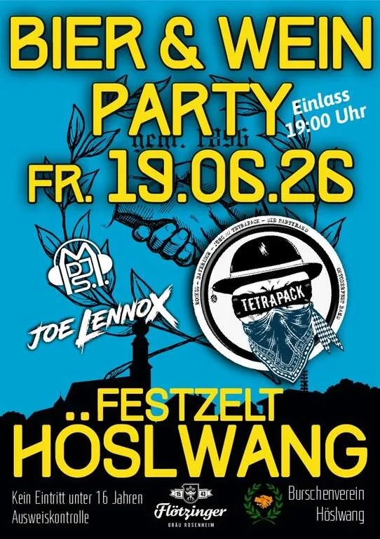Flyer für BIER-& WEINPARTY HÖSLWANG in Höslwang