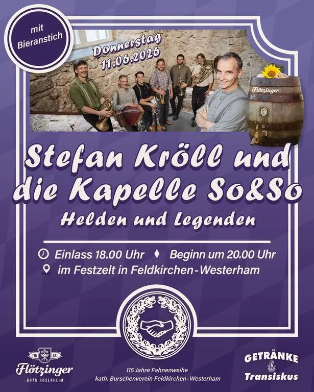 Flyer für Bieranstich und Kabarett in Feldkirchen