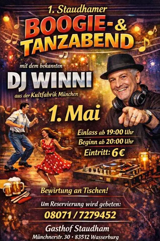 Flyer für Boogie and Danceabend in Wasserburg am Inn