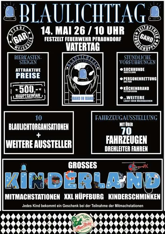 Flyer für Blaulichttag in Raubling