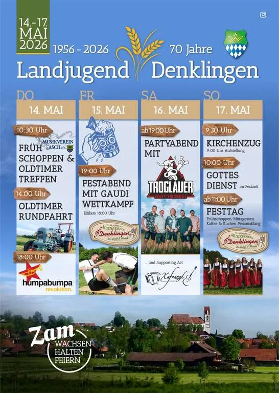 Flyer für 70 Jahre Landjugend Denklingen in Denklingen