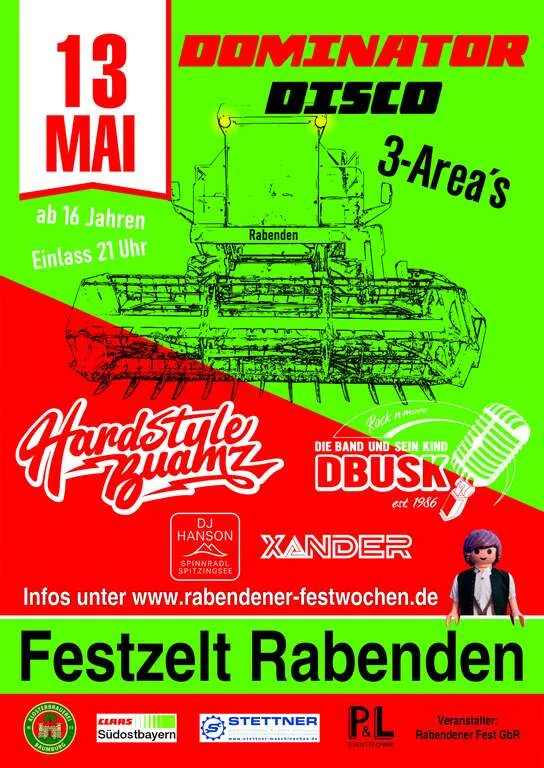 Flyer für Dominator Disco Rabenden in Altenmarkt
